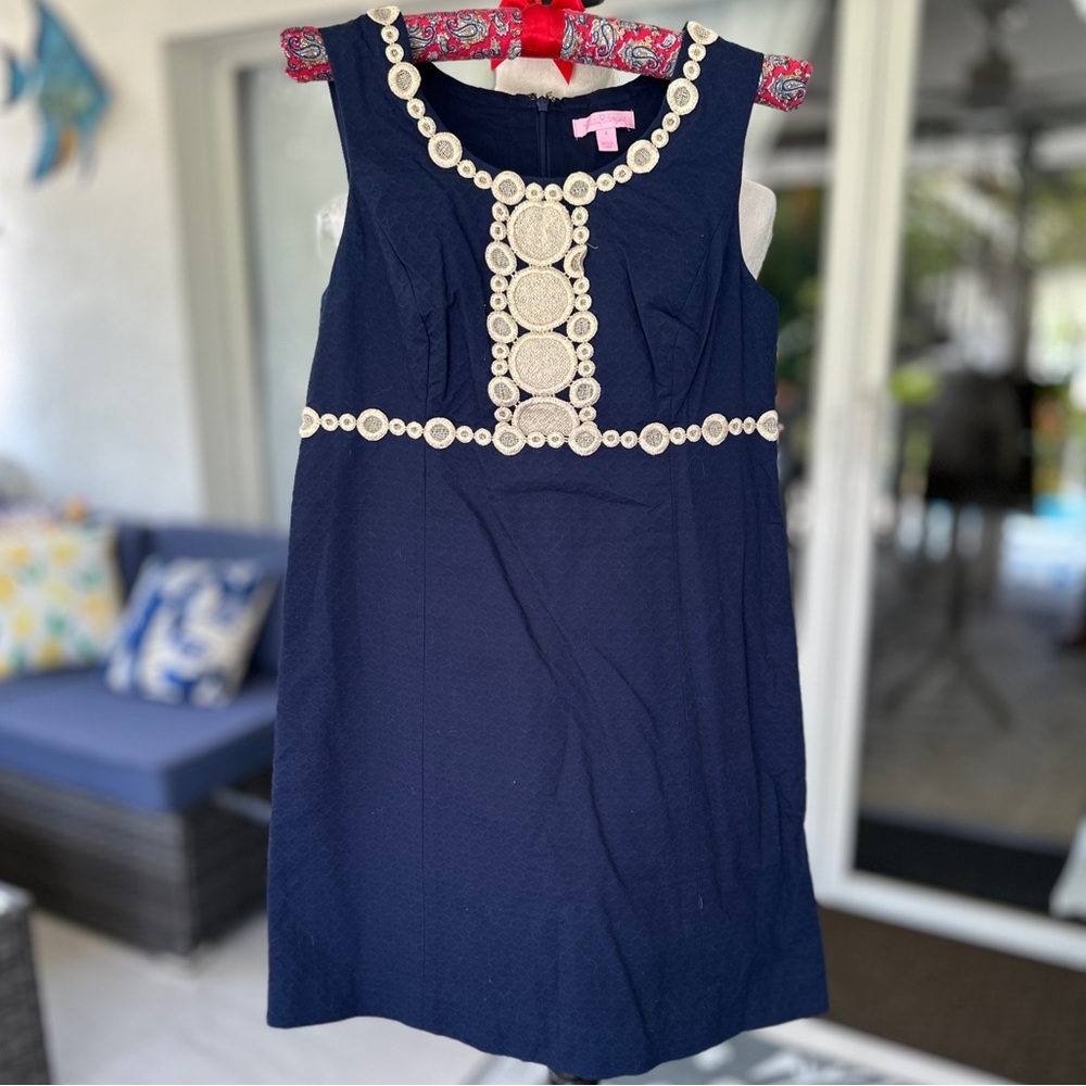 Lilly Pulitzer Navy Dress with Cream Accents